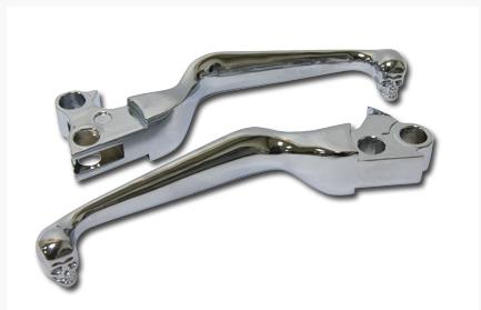 Chrome Skull Brake & Clutch Lever Set For Harley Softail Dyna Road King XL 883 1200 Cruiser